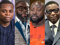 L-R; Franklin Cudjoe, Andy Dosty, Senyo Hosi and Rashid Tanko-Computer