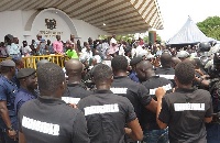 Invisible forces Monday stormed the town hall meeting at Tema to threaten the government