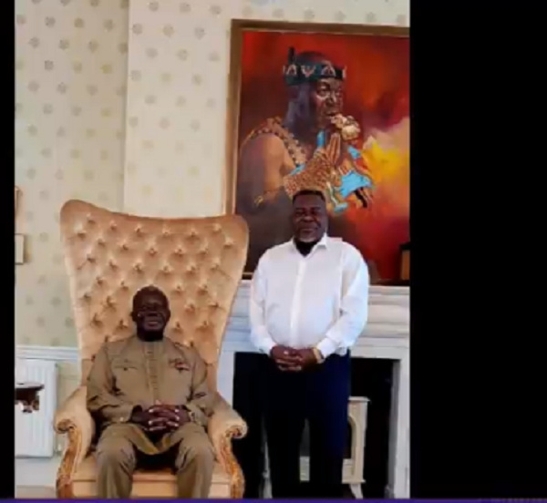 Otumfuo Osei Tutu II (seated) and Dr Kwaku Oteng
