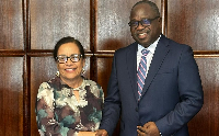 Ghana's Seidu Issifu President of Marshall Islands, Dr Hilda Heine at the Forum in Berlin