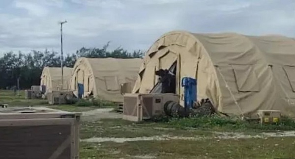 Tamils have been housed in groups in military tents