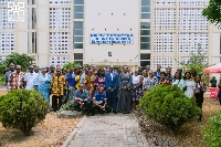 Outgoing Minister for Information, Kojo Oppong Nkrumah and staff of the Information Ministry