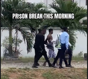 The suspect with the police after he was caught