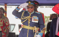 President Mahama is seen in his Air Force uniform as he arrives for the ceremony