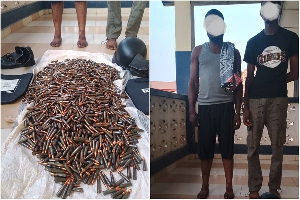 Two of the suspects and the items seized from them