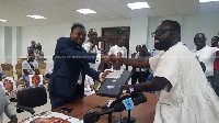 Spio-Garbrah's campaign team receiving form from NDC Deputy General Secretary, Peter Boamah Otokunor
