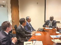 Dr Cassiel Ato Forson in a meeting with JICA Senior Vice President Ando Naoki and other executives