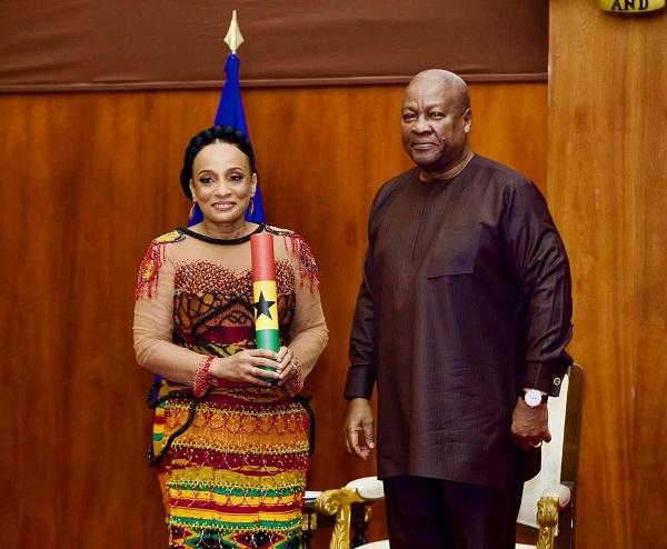 Sabah Zita Benson (L) and President John Dramani Mahama