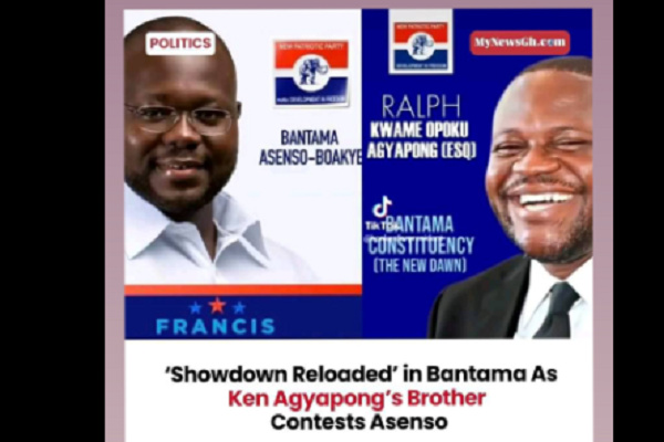 Posters of Ralph Agyapong (right) and Asenso-Boakye