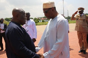 President Akufo-Addo welcoming President Alpha Conde of Guinea to the Jubilee House in Accra