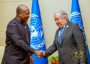 The Presidency (Pic): Mahama and Guterres shake hands