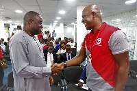 Dr Mohammed Ibrahim Awal (left), interacting with Ato Afful