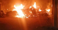 A file photo of the fire outbreak at Dunkwa Gridco