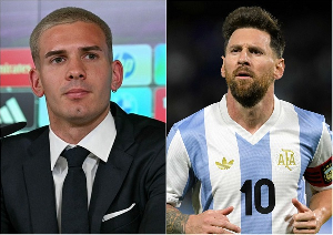 Both Mastantuono  and Messi play for the Argentina national team