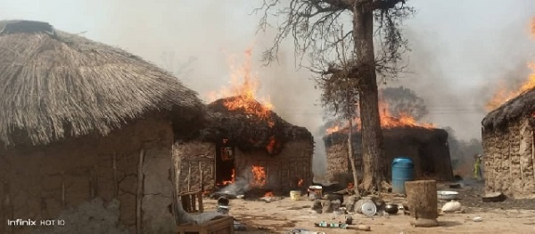 Foodstuff including cowpea, maize, and tubers of yam which had been harvested were all destroyed