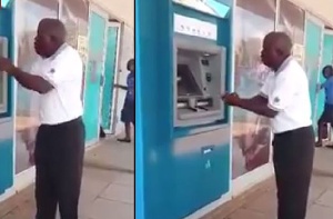 Man commands ATM machine to operate