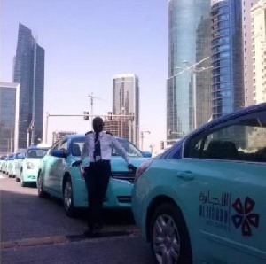 A Ghanaian Taxi driver in Doha, Qatar