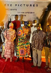 Samuel Bravo poses with some Chiefs after the premiere
