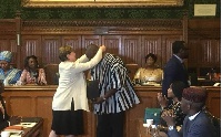 Ibrahim Mahama receiving an award at the Houses of Parliament, Westminster