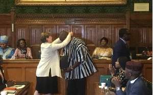 Ibrahim Mahama receiving an award at the Houses of Parliament, Westminster