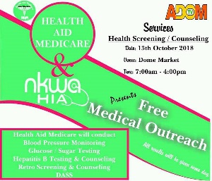 Health Aid Medicare is organising a free screening exercise on Saturday, October 13, 2018