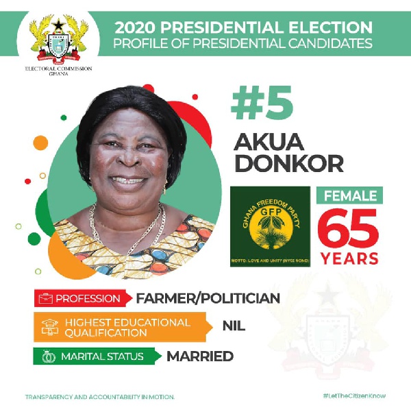 Election 2020: Akua Donkor promises peace, happiness for all Ghanaians if elected President