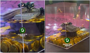 The cash and gold gifts being presented