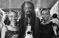 Rocky Dawuni with Dr Zanetor Agyemang-Rawlings and Samia Nkrumah