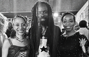 Rocky Dawuni with Dr Zanetor Agyemang-Rawlings and Samia Nkrumah