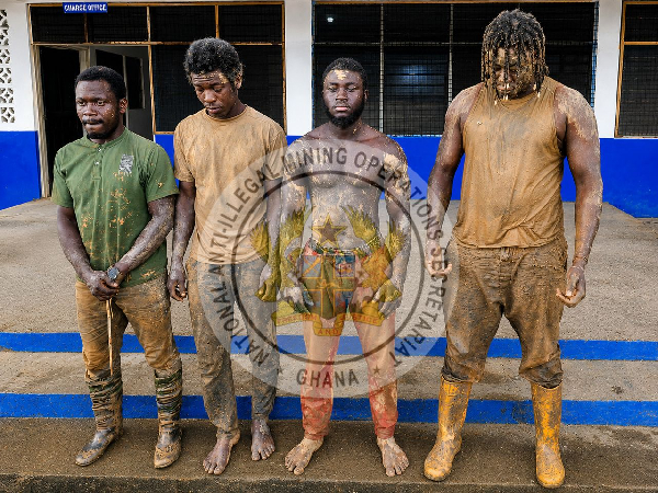 The four armed thugs arrested for allegedly engaging in illegal mining