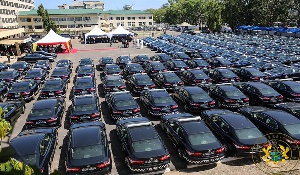 The 200 saloon cars given to the Ghana Police Service by the President