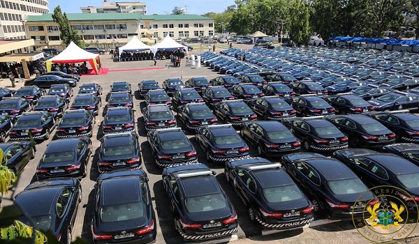 The 200 saloon cars given to the Ghana Police Service by the President