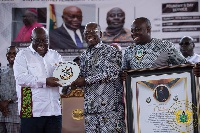 President Akufo-Addo receiving a citation and a plaque at the 109th anniversary of Adisadel College