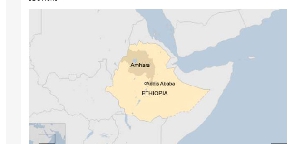 A map showing Ethiopia