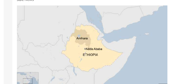 A map showing Ethiopia
