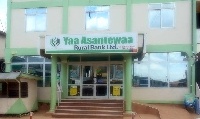 The front view of Yaa Asantewaa Rural Bank at Ejisu
