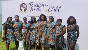 Alberta Ekusika Addo (forth from left) with some students and facilitators