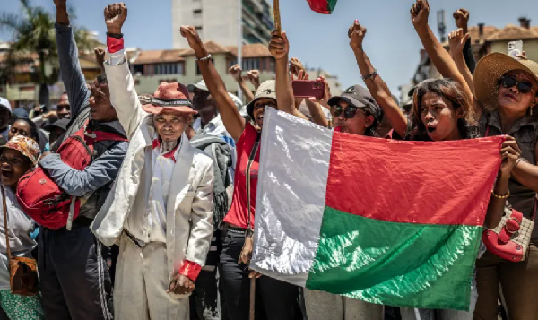Protesters in Antananarivo demand the resignation of Madagascan President Andry Rajoelina on Oct. 14