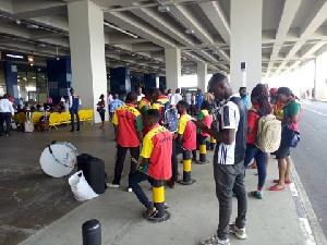 Some supporters at the Kotoka International Airport