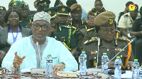 Minister of the Interior Mohammed-Mubarak Muntaka (L) at the PAC sitting on Tuesday