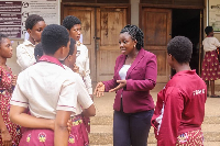 Dr. Maame Serwaah Adubofour interacting with some students