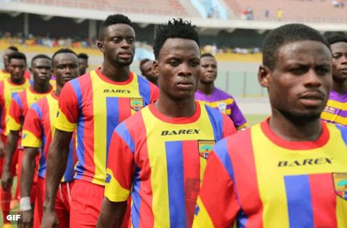 Hearts of Oak players walking into a game at the Accra Sports Stadium