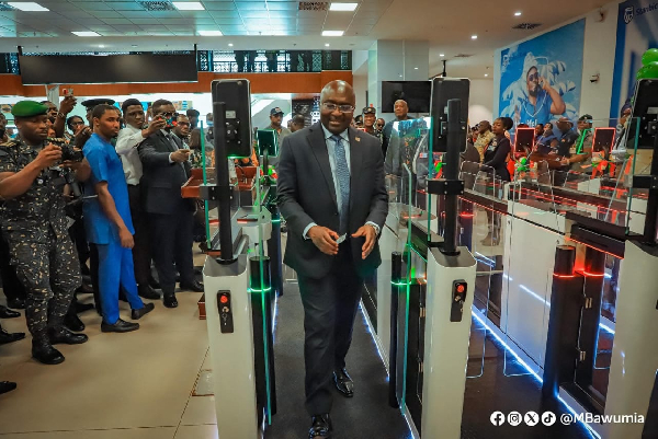 Dr. Bawumia at the launch of the launch of the e-gates.