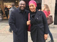 Dr Bawumia with his wife, Samira at the streets of London