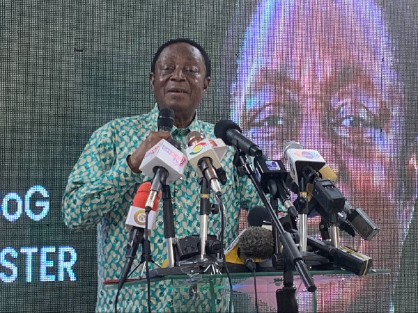 A former Finance Minister, Dr. Kwabena Duffuor speaking at a press cnference