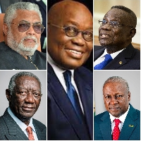 A grid image of all of Ghana's five presidents under the Fourth Republic