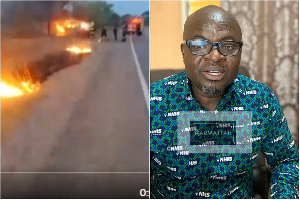 The scene (L) of Bongo NHIA District Director Mohammed Seidu Akugri's (R) murder