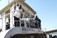 Akufo-Addo onboard of the Dambai ferry