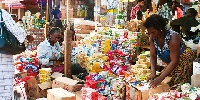 Colourful marketplace in Ghana