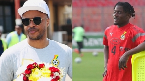 A photogrid of Andre Ayew and Mohammed Salisu